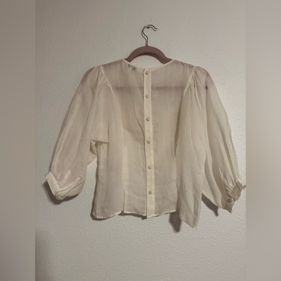 Joie Ramie Ballon Sleeve Blouse in Porcelain - Picture 5 of 6
